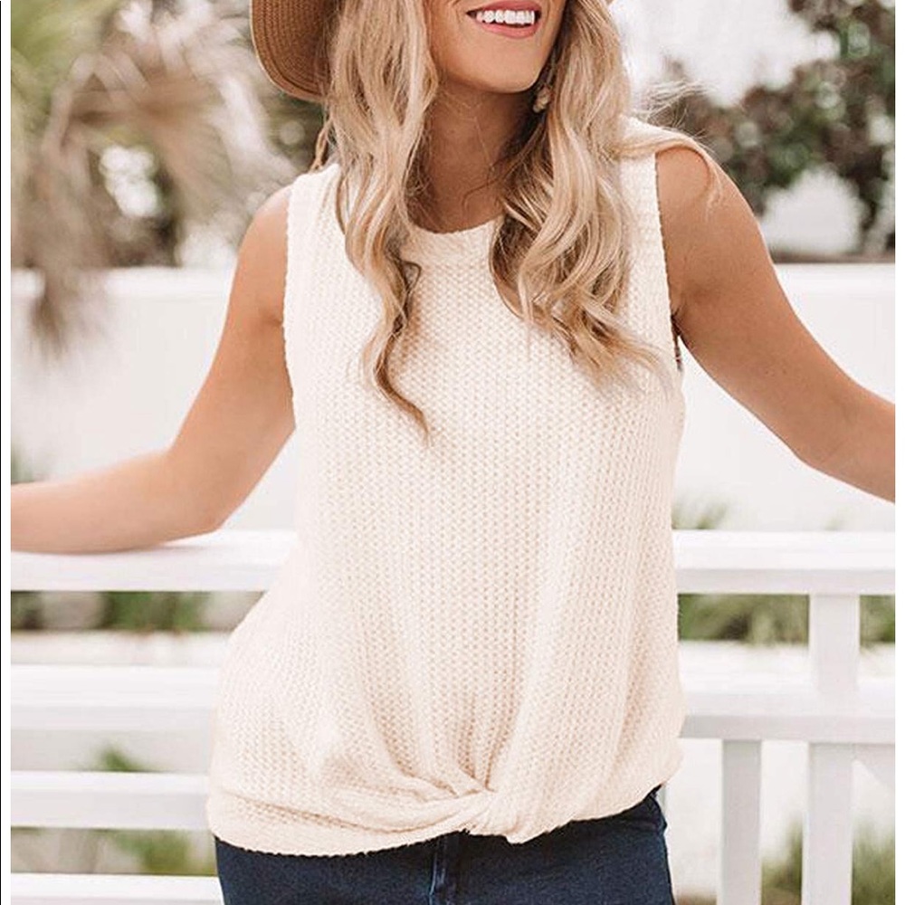 Waffle knit tank top